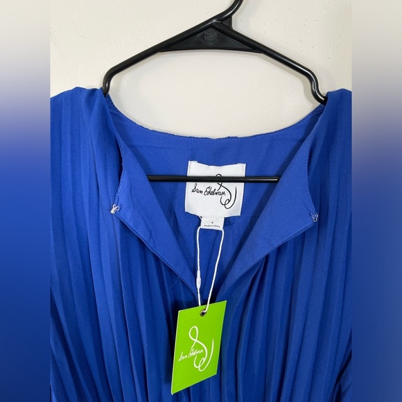 Blue Pleated Long Sleeve SamEdelman Women's Plisse Long-SleeveTie-Waist DressNWT - Picture 12 of 15